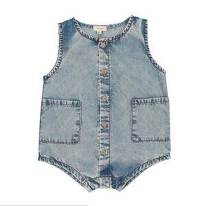 Lil Legs Boys Stone Wash Denim Boxy Romper